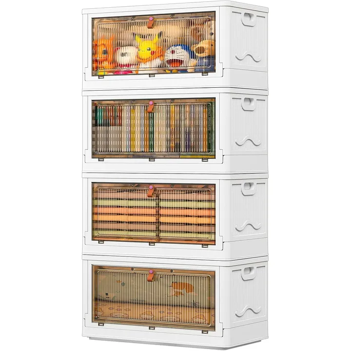 YFXCVSL 4-Tier Storage Bins, 102 qt with 4 Lids